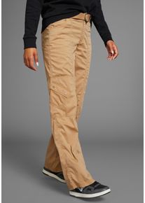 Cargohose Kangaroos, Damen, Gr. 34, N-Gr, braun (camel), Web, Obermaterial: 50% Baumwolle, 46% Polyamid, 4% Elasthan, kontrastfarbene Details, unifarben, bequem bodenlang, Hosen Cargohose, mit besonderem Taschen-Design