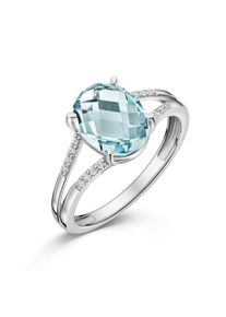 Fingerring Firetti "Schmuck Geschenk Silber 925 Damenring Ring ovale Form" Gr. 58, silberfarben, hellblau, kristallwei&szlig;, Fingerringe, Damen, 58, Silber 925 (Sterlingsilber), 2mm, Fingerring, mit Zirkonia (synth.), Glasstein