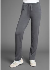 Sweathose Flashlights, Damen, Gr. 44/46, N-Gr, grau, Sweatware, Obermaterial: 95% Baumwolle, 5% Elasthan, unifarben, Basic, l&auml;ssig geschnitten lang, Hosen Sweathose, Mit Geradem Bein, Topseller