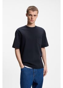 T-Shirt HUGO BLUE "Nestite", Damen, Gr. XL, dunkelblau405, Single Jersey, Obermaterial: 100% Baumwolle, unifarben, normal, Rundhals, abgesteppte Kante, Shirts T-Shirt, mit aufgesetzter Brusttasche, Rundhalsform