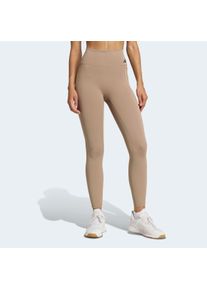 Trainingstights adidas Performance "OPTIME WORKOUT 7/8 LEGGINGS", Damen, Gr. XS, N-Gr, chalky braun, normal, gr., Obermaterial: 73% Polyester, 27% Elasthan, 7/8-L&auml;nge, Hosen Trainingstights