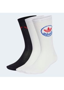 Sportsocken adidas originals "TREFOILS CREW, 3 PAAR", Damen, Gr. XL (46/48), wei&szlig;, better scarlet, schwarz, wei&szlig;, Obermaterial: 59% Baumwolle, 37% Polyester, 3% Elasthan, 1% Polyamid, Socken Sportsocken