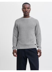 Jack & Jones Rundhalspullover JACK & JONES "JJEDOVER KNIT CREW NECK SN", Herren, Gr. XS, grau (light grau melange), Strick, Obermaterial: 42% Baumwolle, 40% Polyacryl, 18% Polyester, meliert, regular fit normal, Rundhals, Rippstrickb&uuml;ndchen, Pullover Rundhalspullover, Baumwollmischung, regular fit