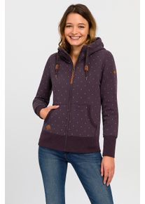 Kapuzensweatjacke Ragwear "NESKA DOTS MULTICOLOR ZIP O", Damen, Gr. S, wine rot, Sweatware, Obermaterial: 70% Baumwolle, 30% Polyester, gemustert, relaxed fit Po-bedeckend, ohne Ausschnitt, Rippb&uuml;ndchen, Sweatjacken Kapuzensweatjacke, Longsleeve Jacke im Multicolor-Allover-Dots-Print-Design, Topseller