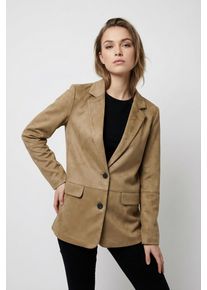 Lederimitatjacke Only "ONLTULIP FAUX SUEDE BLAZER CC OTW", Damen, Gr. L, cognac, Web, Obermaterial: 90% Polyester, 10% Elasthan, unifarben, normal, V-Ausschnitt, Jacken Lederimitatjacke, aus Wildlederimitat