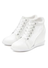 Sneaker Lascana "Freizeitschuh, Halbschuh, Keilstiefelette, Stiefelette", Damen, Gr. 41, wei&szlig;, Obermaterial: 100% Lederimitat. Decksohle: 100% Lederimitat. Futter: 100% Lederimitat. Laufsohle: 100% Synthetik, leicht transparent, unifarben, Schuhe Sneaker, mit innenliegendem Keilabsatz und Spitzendetails, Topseller