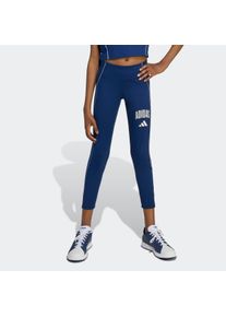 Trainingstights adidas Sportswear "TRAIN ESSENTIALS COLLEGIATE PRINT KIDS LEGGINGS", Damen, Gr. 152, N-Gr, blau (dunkelblau, wei&szlig;,), Obermaterial: 75% Polyester, 25% Elasthan, 7/8-L&auml;nge, Hosen Trainingstights, f&uuml;r Kinder, eng anliegender Schnitt, mit CLIMACOOL Technologie
