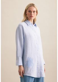 Longbluse Seidensticker "Schwarze Rose", Damen, Gr. XL (42), blau, 100% Leinen, unifarben, oversize, ohne Ausschnitt, Blusen Longbluse, 1/1 Uni