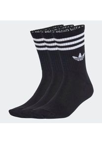 Sportsocken adidas originals "3-STREIFEN CREW 3ER-PACK", Herren, Gr. S (37/39), schwarz (schwarz, schwarz, schwarz), Obermaterial: 49% Baumwolle, 48% Polyester, 2% Elasthan, 1% sonstige Fasern, Socken Sportsocken, f&uuml;r Laufen, kn&ouml;chellang, mit 3-Streifen und Trefoil Logo
