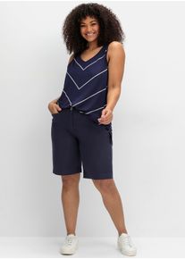 Bermudas sheego, Damen, Gr. 58, Normalgr&ouml;&szlig;en, tiefblau, 98% Baumwolle, 2% Elasthan, unifarben, Hosen Bermudas