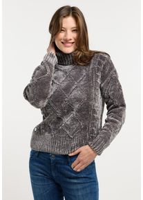 Rollkragenpullover Ragwear "JANNA SHORT", Damen, Gr. L, grau (stone grau), Strick, Obermaterial: 100% Polyester, unifarben, h&uuml;ftlang, Rundhals, Rippstrickb&uuml;ndchen, Pullover Rollkragenpullover