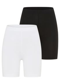 Radlerhose Tamaris, Damen, Gr. 44, N-Gr, schwarz-wei&szlig; (schwarz, wei&szlig;), Jersey, Obermaterial: 95% Baumwolle, 5% Elasthan. Obermaterial wei&szlig;: 95% Baumwolle, 5% Elasthan, Basic, sehr figurbetont kurz, Hosen Radlerhose, zum Unterziehen unter Kleidern und R&ouml;cken - im Set