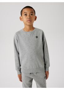 Sweatshirt name it "NKMVIMO f&uuml;r Jungen mit B&uuml;ndchen und klassischer Form", Jungen, Gr. 158/164, grau (grau melange), angeraute Sweatware, Obermaterial: 60% Baumwolle, 40% Polyester, meliert, unifarben, l&auml;ssig geschnitten h&uuml;ftlang, Rundhals, Rippb&uuml;ndchen, Sweatshirts Sweatshirt, unifarben, casual, regular fit, Baumwollmischung, Rundhals