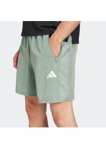 Shorts adidas Performance "TRAIN ESSENTIALS WOVEN M&Eacute;LANGE", Herren, Gr. S, L&auml;nge 7, silber (silber gr&uuml;n mel, innenbeinl&auml;nge ca. 18 cm), Obermaterial: 100% Polyester, Hosen Shorts, f&uuml;r Training und sportliche Aktivit&auml;ten, mit Rei&szlig;verschlusstaschen