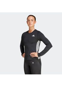 Funktionsshirt adidas Performance "ESSENTIALS 3-STREIFEN WORKOUT LONGSLEEVE", Damen, Gr. XS, schwarz-wei&szlig; (schwarz, wei&szlig;), Obermaterial: 88% Polyester, 12% Elasthan, V-Ausschnitt, Shirts Funktionsshirt