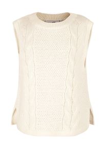 Pullunder happy girls, M&auml;dchen, Gr. 134, beige (ecru), Strick, Obermaterial: 100% Baumwolle, Zopfmuster, unifarben, regular fit normal, Rundhals, Pullover Pullunder, mit tollem Zopfdesign im Vorderteil