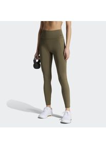 Trainingstights adidas Performance "OPTIME WORKOUT FULL LENGTH LEGGINGS", Damen, Gr. S, N-Gr, olive strata, normal, gr., Obermaterial: 73% Polyester, 27% Elasthan, Hosen Trainingstights