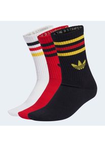 Sportsocken adidas originals "3-STREIFEN CREW 3ER-PACK", Herren, Gr. L (43/45), wei&szlig;, better scarlet, schwarz, Obermaterial: 49% Baumwolle, 48% Polyester, 2% Elasthan, 1% Polyamid, Socken Sportsocken, f&uuml;r Laufen, kn&ouml;chellang, mit 3-Streifen und Trefoil Logo