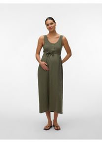 Tr&auml;gerkleid MAMALICIOUS "MLEVI LIA SL JRS ANKLE DRESS 2F NOOS", Damen, Gr. XS, N-Gr, kalamata, Jersey, Obermaterial: 100% Baumwolle, unifarben, regular fit, Rundhals, Kleider Tr&auml;gerkleid, Sommerkleid