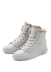 Stiefelette ELBSAND "Stiefel, Boots, Schn&uuml;rstiefelette, Sneaker, Schn&uuml;rschuh", Damen, Gr. 39, hellgrau, Obermaterial: 94% Lederimitat, 6% Textilmaterial. Decksohle: 100% Textilmaterial. Futter: 100% Textilmaterial. Laufsohle: 100% Synthetik, unifarben, used, Schuhe Stiefelette, mit kuscheligem Futter VEGAN