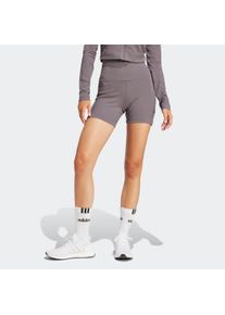Shorts adidas Sportswear "ALL SZN RIB HIGH-WAIST KURZE LEGGINGS", Damen, Gr. XXL, N-Gr, grau (grau strata, grau strata, normal, gr.), Obermaterial: 45% Baumwolle, 45% Viskose, 10% Elasthan, Hosen Shorts