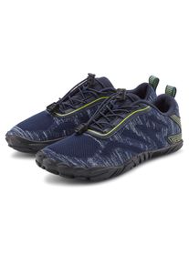 Sneaker John Devin "Freizeitschuh, Halbschuh, Turnschuh", Herren, Gr. 46, blau (navy, gelb), Obermaterial: 90% Textilmaterial, 10% Lederimitat. Decksohle: 100% Textilmaterial. Futter: 100% Textilmaterial. Laufsohle: 100% Synthetik, kontrastfarbene Details, meliert, Schuhe Sneaker, mit elastischen B&auml;ndern f&uuml;r schnelles Reinschl&uuml;pfen, Unisex VEGAN