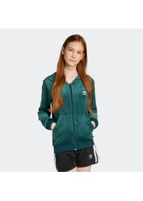 Kapuzensweatshirt adidas originals "AUS VELOURS MIT REISSVERSCHLUSS", M&auml;dchen, Gr. 128, aurora ivy, wei&szlig;, Obermaterial: 94% Polyester, 6% Elasthan, normal, angesetztes B&uuml;ndchen, Sweatshirts Kapuzensweatshirt