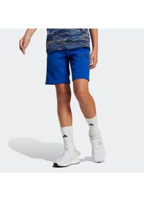 Shorts adidas Sportswear "SEASONAL ESSENTIALS CAMO KIDS", Damen, Gr. 176, N-Gr, bunt (royal blau, multicolor,), Obermaterial: 55% Baumwolle, 36% Polyester, 9% Viskose, Hosen Shorts