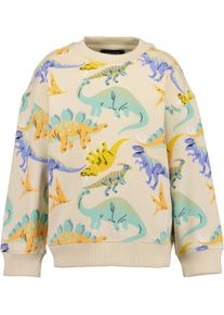 Sweater Blue Seven "Blue Seven Jungen Sweatshirt mit Dinos", Jungen, Gr. 128, 0499, kiesel, 100% Baumwolle, normal normal, Rundhals, gerader Abschluss, Sweatshirts Sweater