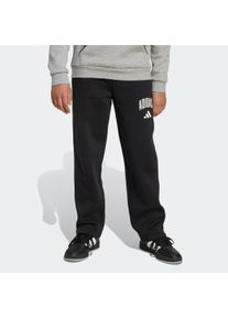 Sporthose adidas Sportswear "SAISON ESSENTIALS COLLEGE TYPOGRAPHIE KINDER", Damen, Gr. 128, N-Gr, schwarz-wei&szlig; (schwarz, wei&szlig;,), Obermaterial: 55% Baumwolle, 36% Polyester, 9% Viskose, Hosen Sporthose, f&uuml;r Kinder und Teens, sportlicher Stil, mit Seitentaschen