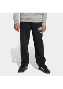 Sporthose adidas Sportswear "SAISON ESSENTIALS COLLEGE TYPOGRAPHIE KINDER", Damen, Gr. 140, N-Gr, schwarz-wei&szlig; (schwarz, wei&szlig;,), Obermaterial: 55% Baumwolle, 36% Polyester, 9% Viskose, Hosen Sporthose, f&uuml;r Kinder und Teens, sportlicher Stil, mit Seitentaschen