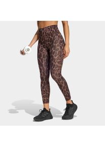 Trainingstights adidas Performance "OPTIME ESSENTIALS WORKOUT LEOPARD 7/8 LEGGINGS", Damen, Gr. L, N-Gr, earth strata, schwarz, normal, gr., Obermaterial: 85% Polyester, 15% Elasthan, 7/8-L&auml;nge, Hosen Trainingstights, Topseller