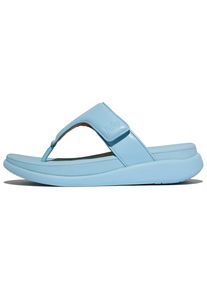 Zehentrenner fitflop "F-MODE GO", Damen, Gr. 37, blau (hellblau), Lederimitat, unifarben, Schuhe Zehentrenner, Sandale mit d&auml;mpfender MICROWOBBLEBOARD Technologie