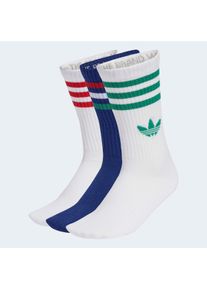 Sportsocken adidas originals "3-STREIFEN CREW 3ER-PACK", Herren, Gr. S (37/39), crew blau, wei&szlig;, wei&szlig;, Obermaterial: 49% Baumwolle, 48% Polyester, 2% Elasthan, 1% Polyamid, Socken Sportsocken, f&uuml;r Laufen, kn&ouml;chellang, mit 3-Streifen und Trefoil Logo