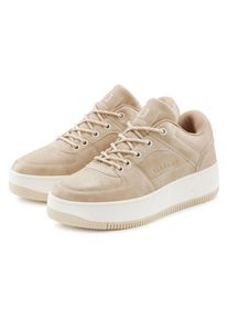 Sneaker ELBSAND "Schn&uuml;rschuh, Freizeitschuh, Halbschuh, Schn&uuml;rhalbschuh, Turnschuh", Damen, Gr. 41, beige, Obermaterial: 100% Lederimitat. Decksohle: 100% Textilmaterial. Futter: 100% Textilmaterial. Laufsohle: 100% Synthetik, clean, unifarben, Schuhe Sneaker, mit modischer Plateausohle, Topseller