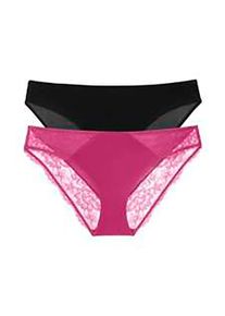 Slip Dorina "Willa", Herren, Gr. XL, schwarz (pink, schwarz), Microfaser, Obermaterial: 73% Polyamid, 14% Elasthan, 13% Polyester, k&ouml;rpernah, Unterhosen Slip, teilweise mit floraler Spitze