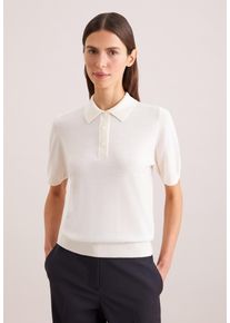 Strickpullover Seidensticker, Damen, Gr. M, sanftes wei&szlig;, 90% Wolle, 10% Seide, regular fit, Pullover Strickpullover, Polo