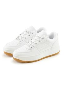 Sneaker ELBSAND "Schn&uuml;rschuh, Freizeitschuh, Halbschuh, Schn&uuml;rhalbschuh, Turnschuh", Damen, Gr. 40, wei&szlig;, Obermaterial: 100% Lederimitat. Decksohle: 100% Textilmaterial. Futter: 100% Textilmaterial. Laufsohle: 100% Synthetik, clean, unifarben, Schuhe Sneaker, mit modischer Plateausohle