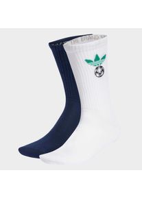 Sportsocken adidas originals "EMBROIDERED CREW 2 PAAR", Damen, Gr. L (43/45), wei&szlig;, night indigo, Obermaterial: 55% Baumwolle, 41% Polyester, 3% Elasthan, 1% Polyamid, Socken Sportsocken
