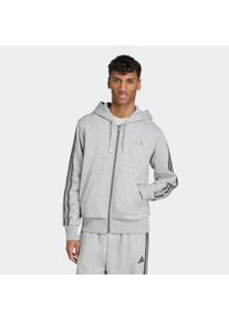 Kapuzensweatshirt adidas Sportswear "HOLIDAY 3-STREIFEN MIT DURCHGEHENDEM REISSVERSCHLUSS", Herren, Gr. XL, grau (medium grau heather), Obermaterial: 70% Baumwolle, 30% Polyester, angesetztes B&uuml;ndchen, Sweatshirts Kapuzensweatshirt