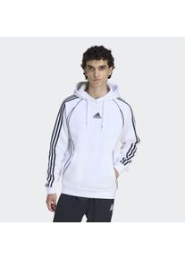 Kapuzensweatshirt adidas originals "ADICOLOR TEAMGEIST CUT LINE HOODIE", Herren, Gr. S, wei&szlig;, Obermaterial: 70% Baumwolle, 30% Polyester, normal, Rundhals, angesetztes B&uuml;ndchen, Sweatshirts Kapuzensweatshirt