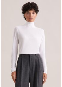 Strickpullover Seidensticker, Damen, Gr. S, we&szlig;, 90% Baumwolle, 10% Seide, unifarben, slim fit, ohne Ausschnitt, Pullover Strickpullover, 1/1 Rollkragen Uni