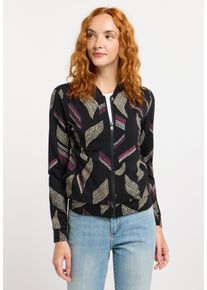 Sweatjacke Ragwear "KENIANE PRINT", Damen, Gr. M, schwarz, Sweatware, Obermaterial: 67% Polyester, 28% Viskose, 5% Elasthan, bedruckt, gemustert, normal, Rundhals, Sweatjacken Sweatjacke