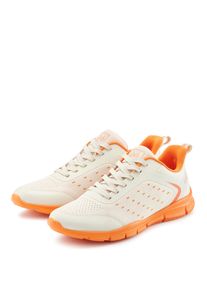 Sneaker John Devin "Schn&uuml;rschuh, Freizeitschuhe, Schn&uuml;rhalbschuhe, Halbschuh, Turnschuh", Herren, Gr. 43, beige, orange, Obermaterial: 80% Textilmaterial, 20% Lederimitat. Decksohle: 100% Textilmaterial. Futter: 100% Textilmaterial. Laufsohle: 100% Synthetik, mehrfarbig, Schuhe Sneaker, im sportiven Look mit farbiger Sohle VEGAN