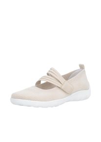 Riemchenballerina Remonte, Damen, Gr. 40, hellbeige, Textil, unifarben, Schuhe Riemchenballerina, Slipper, Schlupfschuh, Sommerschuh, Klettschuh mit Softfu&szlig;bett