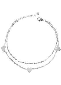 Adelia&acute;s Fu&szlig;kette ADELIA ́S "Damen Fusskette / Fusskettchen Herz aus Edelstahl 24+5 cm", silber, Fu&szlig;ketten, Damen, Edelstahl