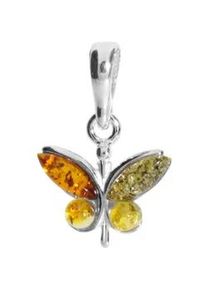Kettenanh&auml;nger OSTSEE-SCHMUCK "- Schmetterling - Silber 925/000 - Bernstein" Gr. 20, silber (silber 925, silberfarben, wei&szlig;), Schmuckanh&auml;nger, Damen, Silber 925 (Sterlingsilber), Kettenanh&auml;nger