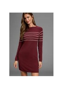 Strickkleid Laura Scott, Damen, Gr. 38, N-Gr, rot (bordeaux), Feinstrick, Obermaterial: 50% Viskose, 28% Polyester, 22% Polyamid, clean, colorblocking, mehrfarbig, figurbetont mini, Rundhals, Rippb&uuml;ndchen, Kleider Strickkleid, in figurnaher Form mit Zierstreifen