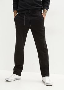bonprix Relaxed Fit Chino-Stretch-Schlupfhose Straight, schwarz, Gr.50, moderne Chino-Stretch-Schlupfhose mit Kordelzug