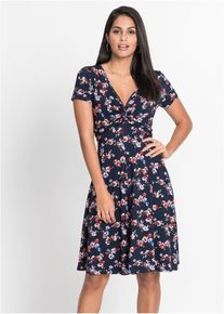 bonprix Jerseykleid aus Viskose-Mix, blau, Gr.52/54 (XXL), Shirtkleid mit dekorativem Knoten aus softem Viskose-Mix, aus Viskose